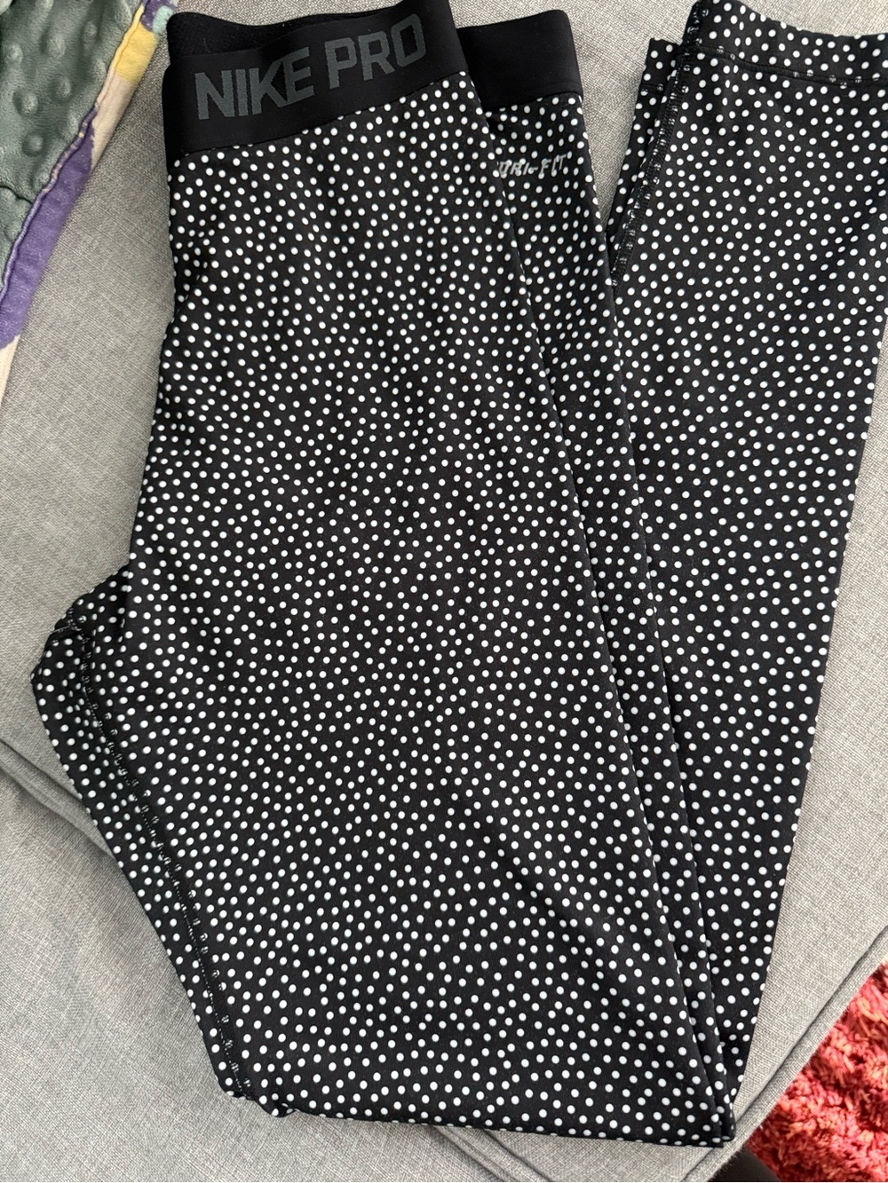 Nike Pro Black Leggings with White Polka Dots